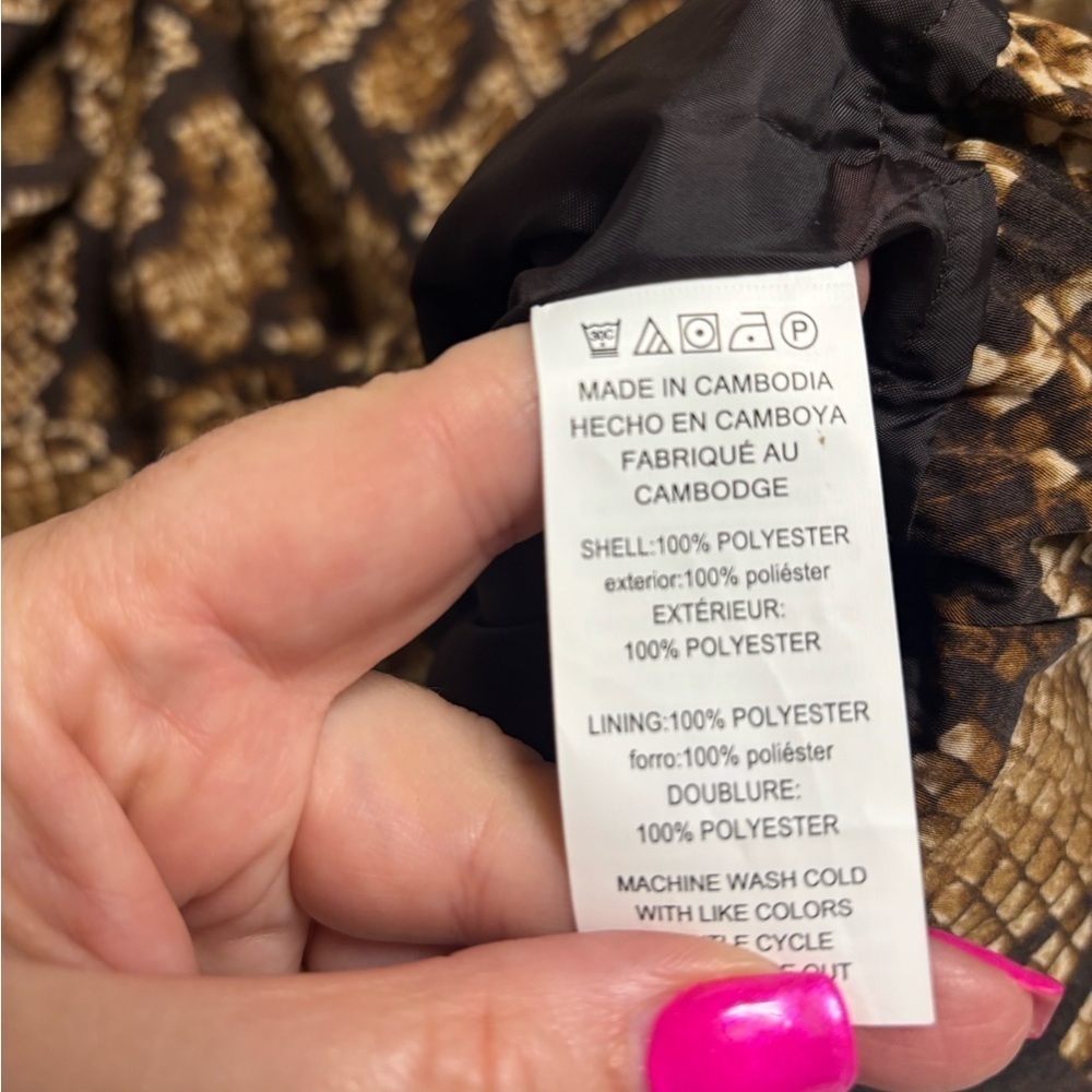 Michael Kors Snake Print Zip Up Bomber Jacket Womens Size Large New Lightweight - Picture 6 of 6
